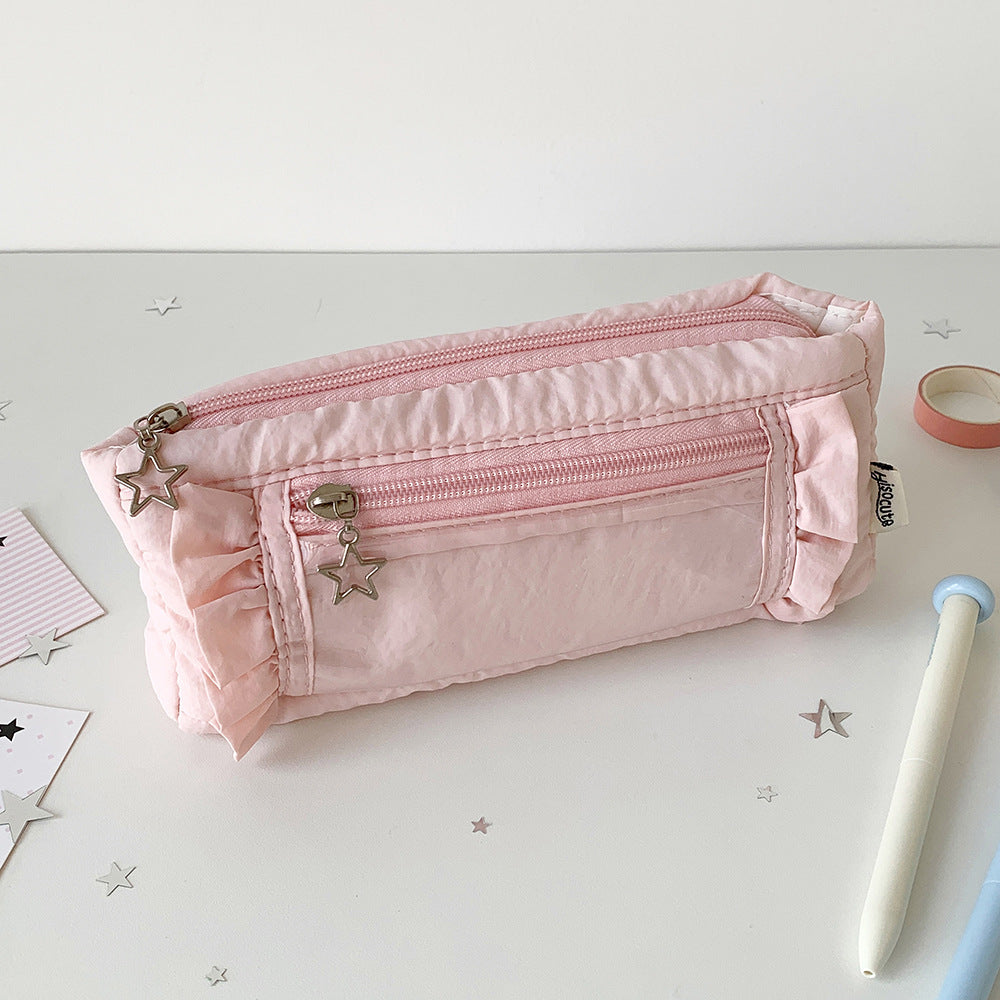 Star-Embellished Cosmetic Pencil Case