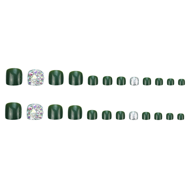 Decorative Press-On Toenails with Rhinestone Embellishts