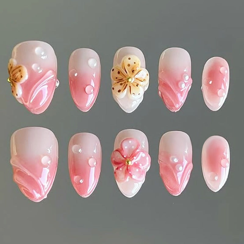 Acrylic nail set with creative floral accents Kalsten