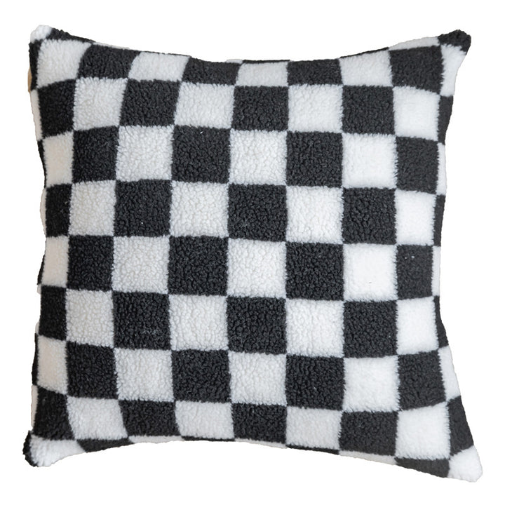 Plush Checkered Sherpa Accent Pillow Cushion