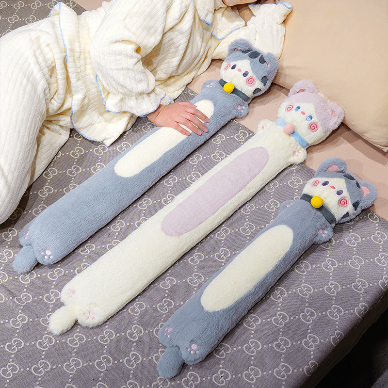 Long narrow-shaped plush cuddle pillow in dachshund design with soft fleece cover