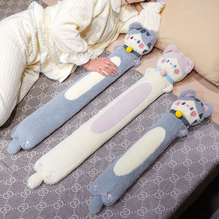 Long narrow-shaped plush cuddle pillow in dachshund design with soft fleece cover