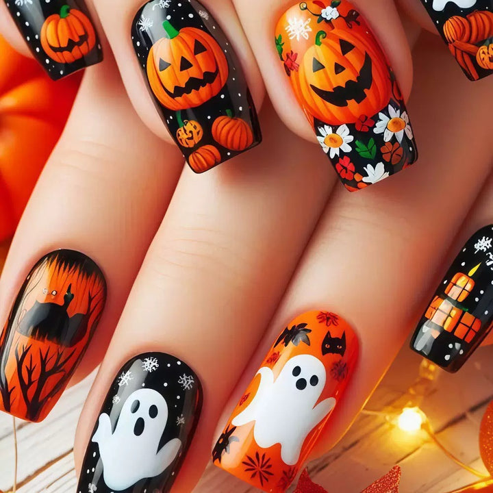 Halloween-Themed Artistic Press-On Nail Set
