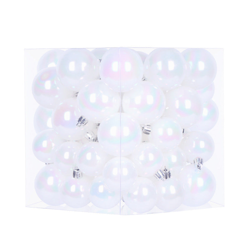 Set of pearl-glossy plastic Christmas ornaments in two sizes