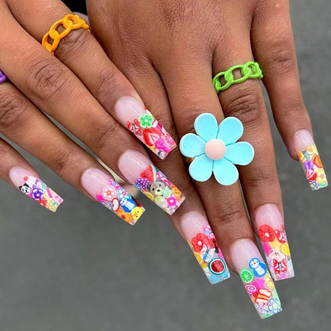 Artistic Floral Themed Nail Art Extensions Kalsten