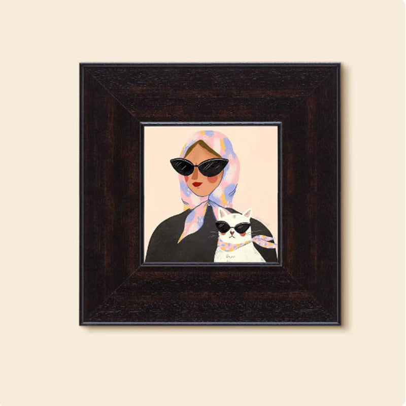 Women Full Art Print with Stylish Woman and Cat