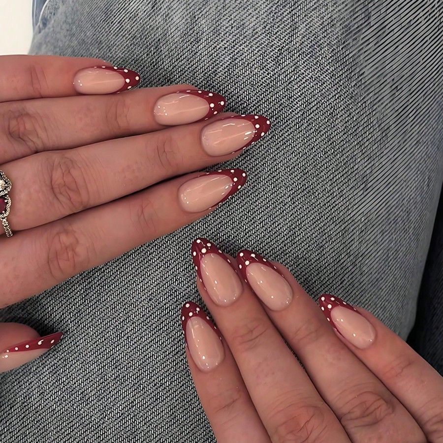 Decorative French Tip Acrylic Nail Enhancements Kalsten