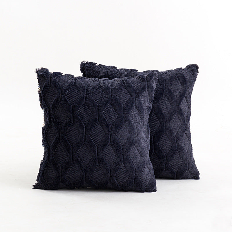 Textured Knit Diamond Tufted Square Throw Pillow Cover with Frayed Edge