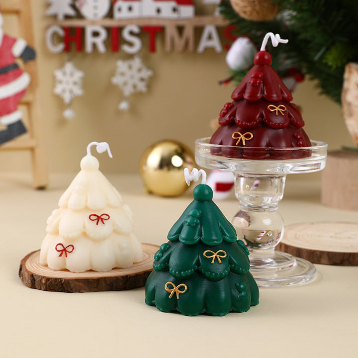 Hand-Poured Christmas Tree Shaped Holiday Scented Decorative Candle with Gift Box