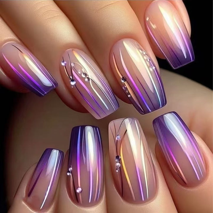 Glamorous artificial nails with starry sky design Kalsten