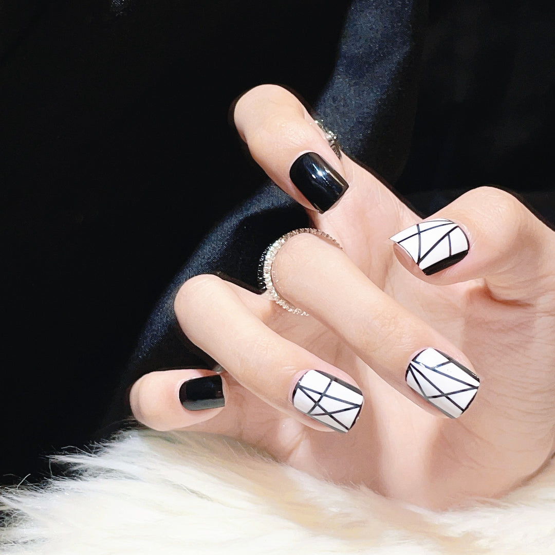 Artistic Geometric Design Press-On Nails