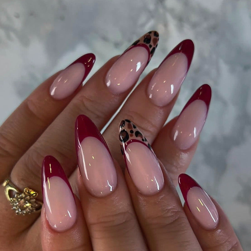 Acrylic nail set with elegant French tip and modern patterns Kalsten
