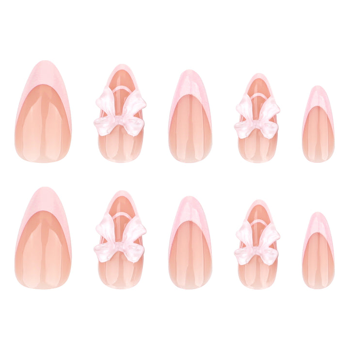 Artistic Nail Extensions with Transparent Bow Accents Kalsten