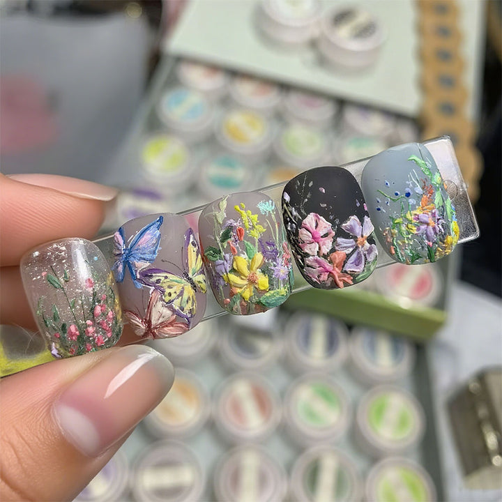 Artificial Nail Set with Floral 3D Designs Kalsten