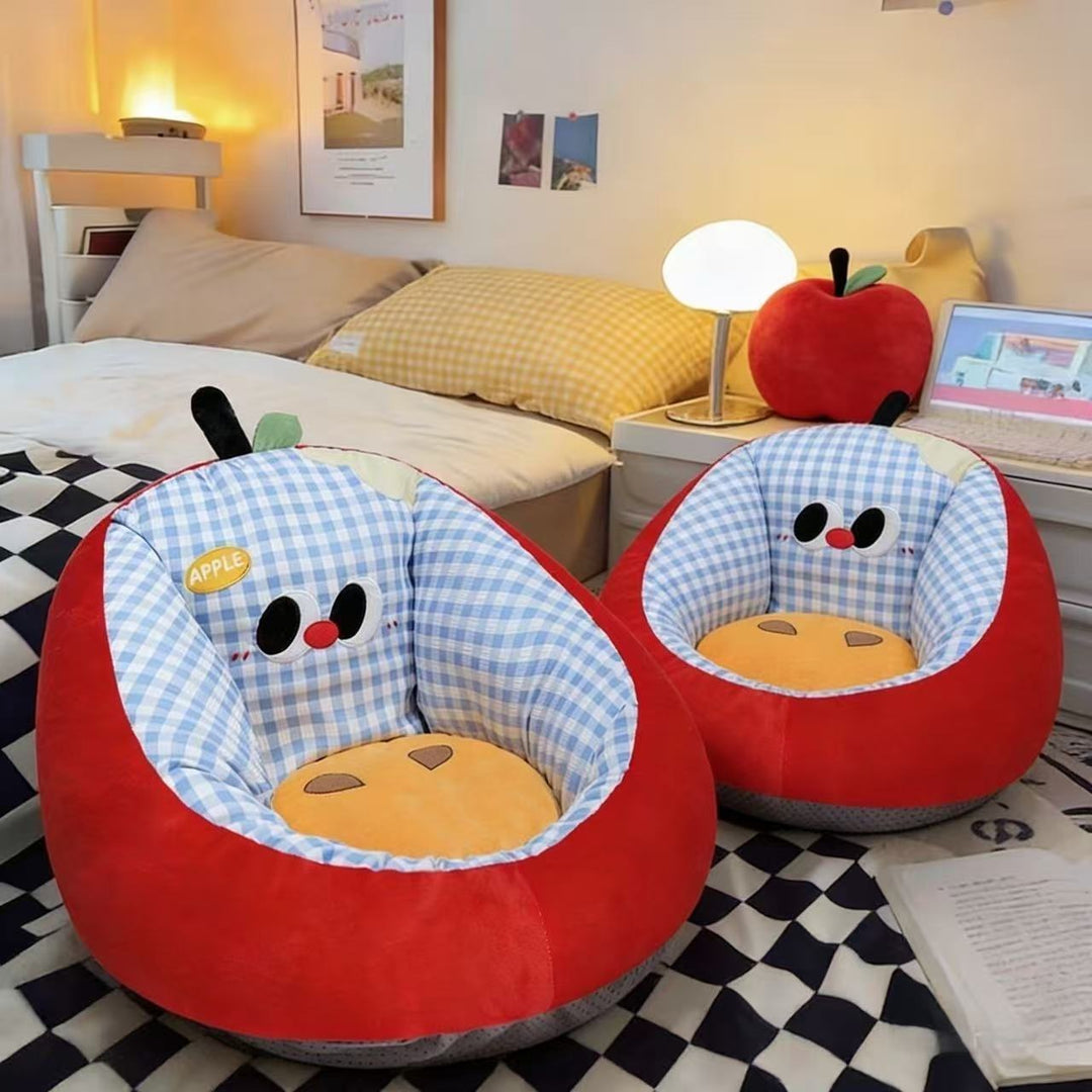 Soft baby chair with apple motif and ergonomic support cushion