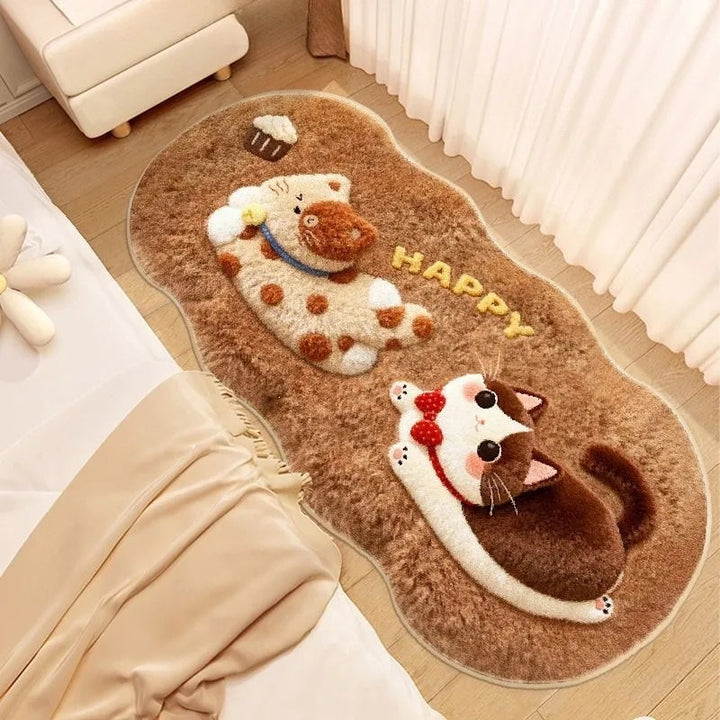 Playful Cat-Themed Plush Area Rug