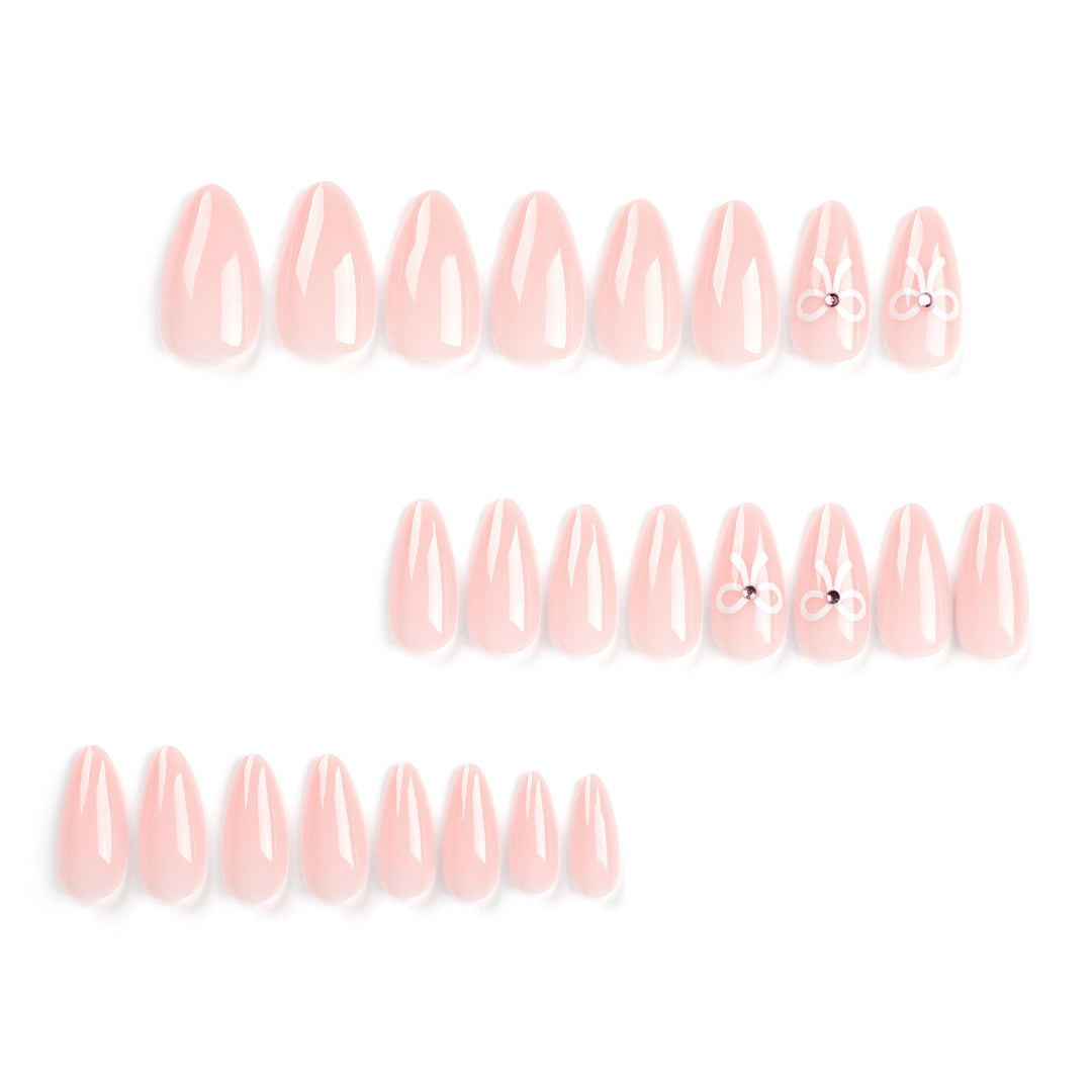 Artful Nail Extensions with Bow Decoration Kalsten