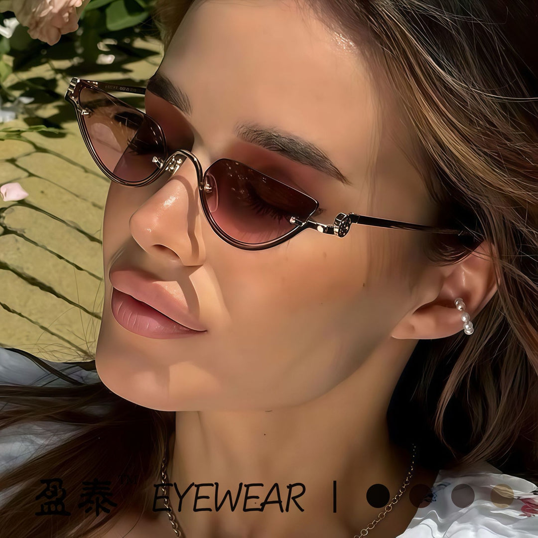 Ladies Cat-Eye Sunglasses with Filigree Gold Frame Kalsten