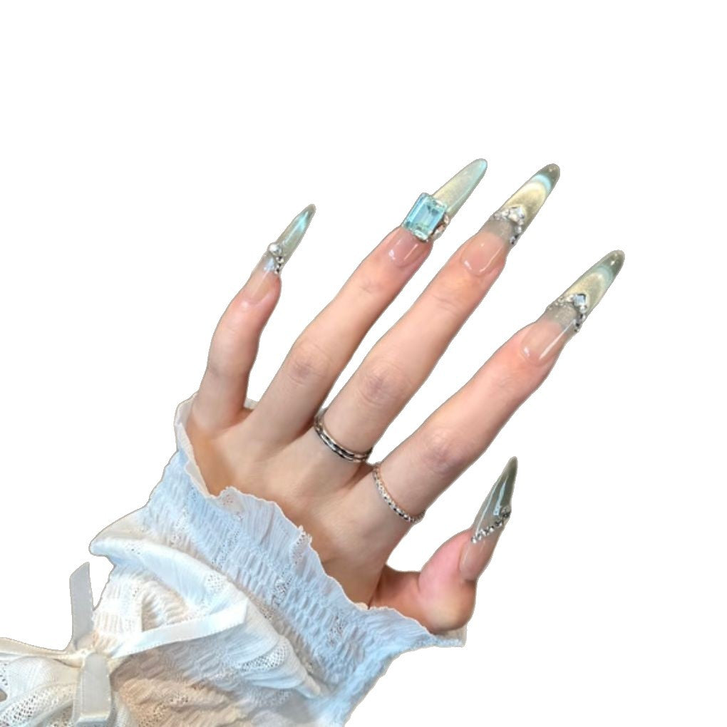 Elegant Crystal-Embellished Press-On Nail Set