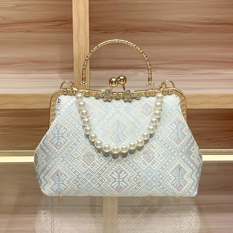 Elegant Pearl-Accented Evening Handbag