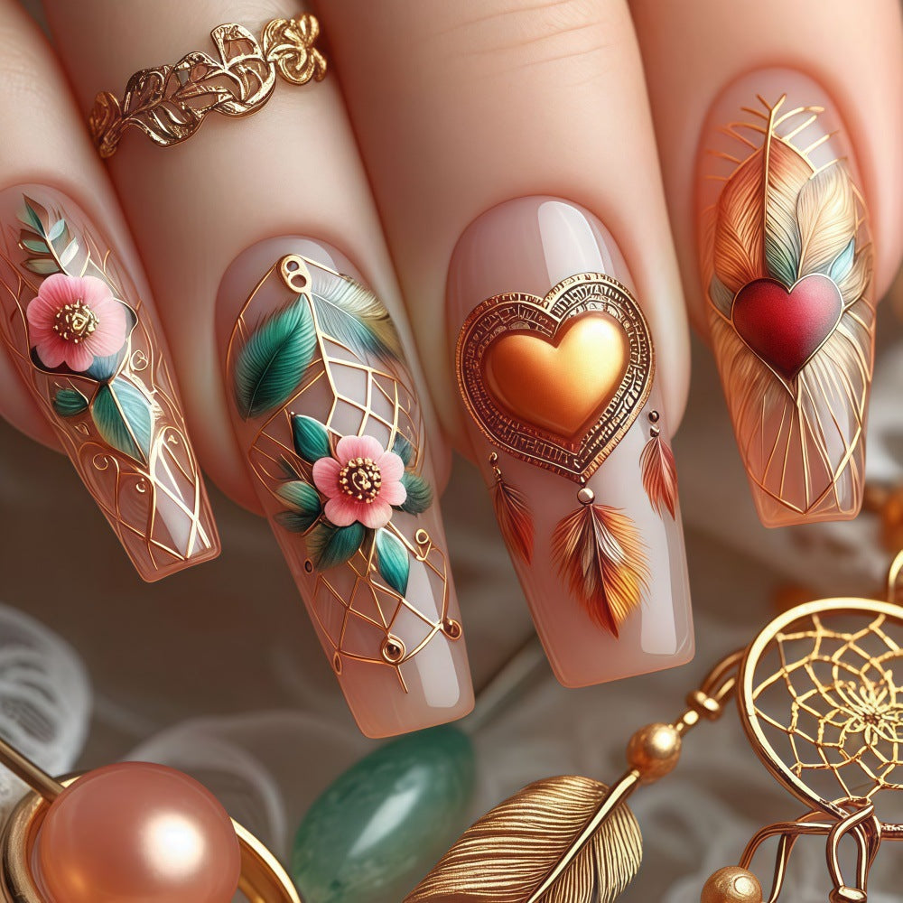 Creative artificial nails with floral and romantic design Kalsten