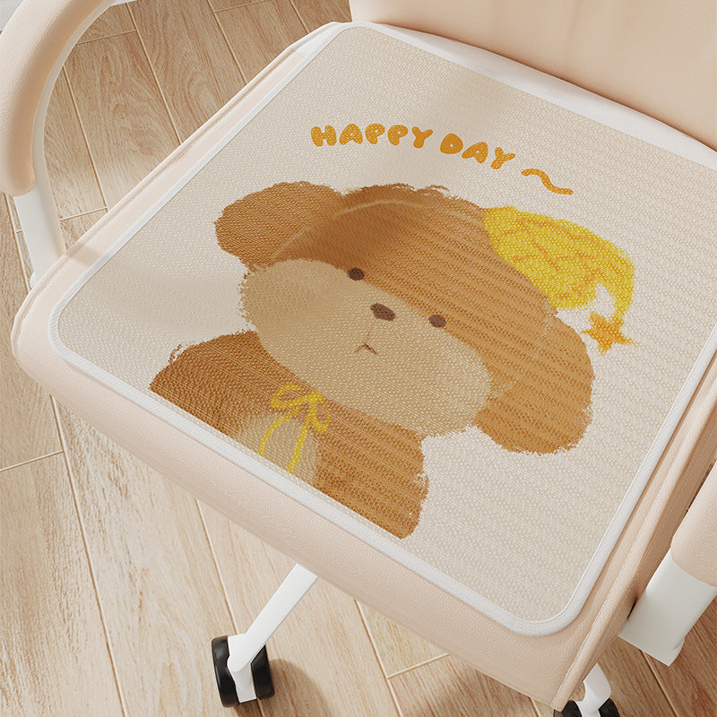 Cute Cartoon Bear Memory Foam Office Chair Seat Cushion with Non-Slip Backing