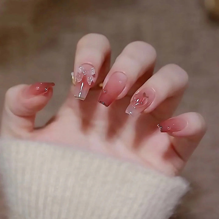 Stylish heart and ombre design artificial nails Kalsten