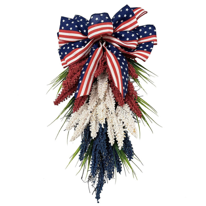 Unisex nan more patriotic door decoration swag with bow and intricate berry branches Kalsten