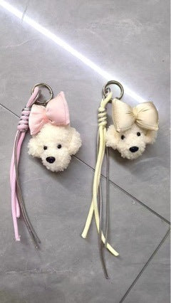 Cute Plush Dog Keychain with Bow Kalsten