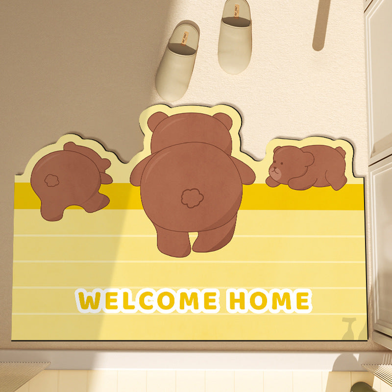 Cartoon Cat-Themed Bath Mat