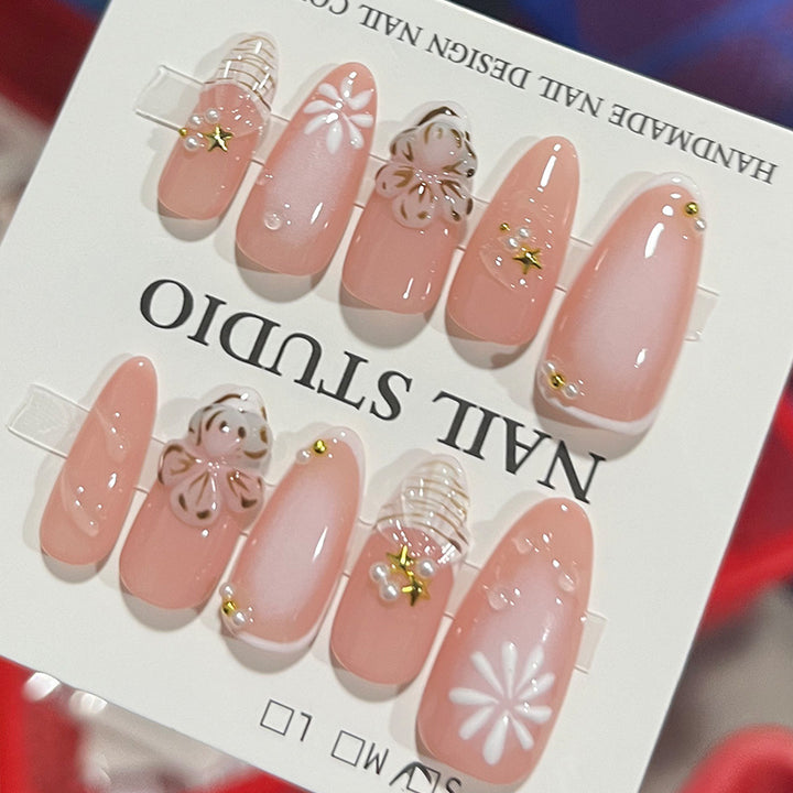 Handcrafted Floral Pattern Press-On Nails Kalsten