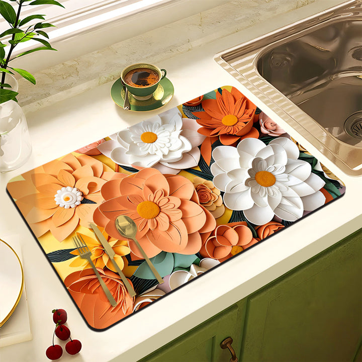 Floral Design Anti-Slip Kitchen Mat