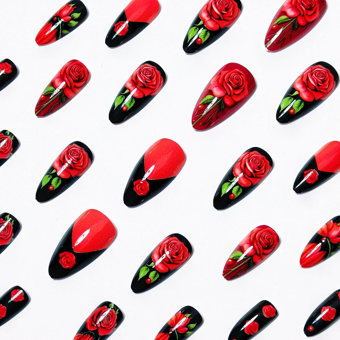 Floral Rose-Inspired Nail Art Kalsten