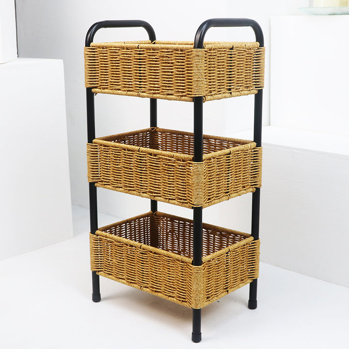 Multi-Tier Woven Storage Organizer with Metal Frame Kalsten