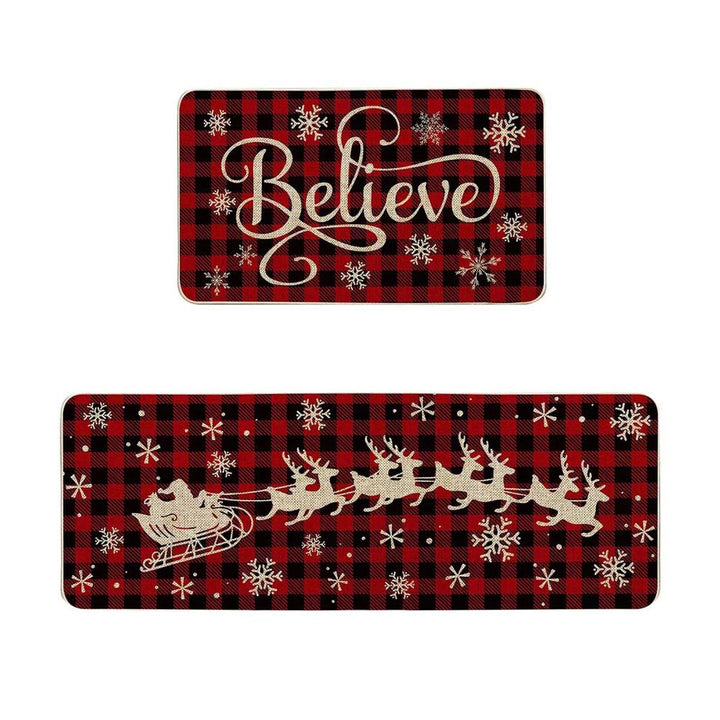 Festive Christmas-Themed Kitchen Mat Set