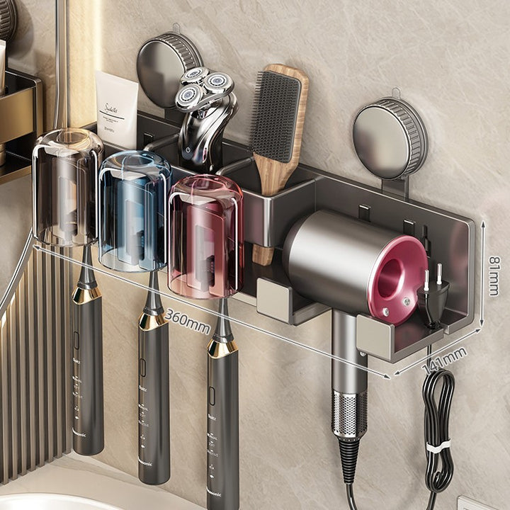 Wall-Mounted Hair Tool Organizer with Storage Compartment Kalsten