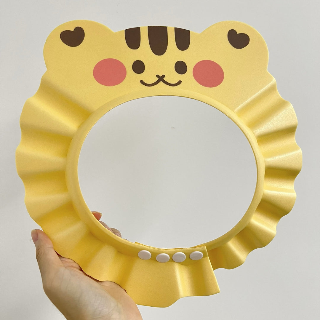 Children's Adjustable Shampoo Shield with Animal Face and Ruffled Brim