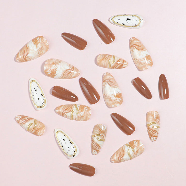 Elegant Ombre Press-On Nail Tips with Metallic Accents Kalsten