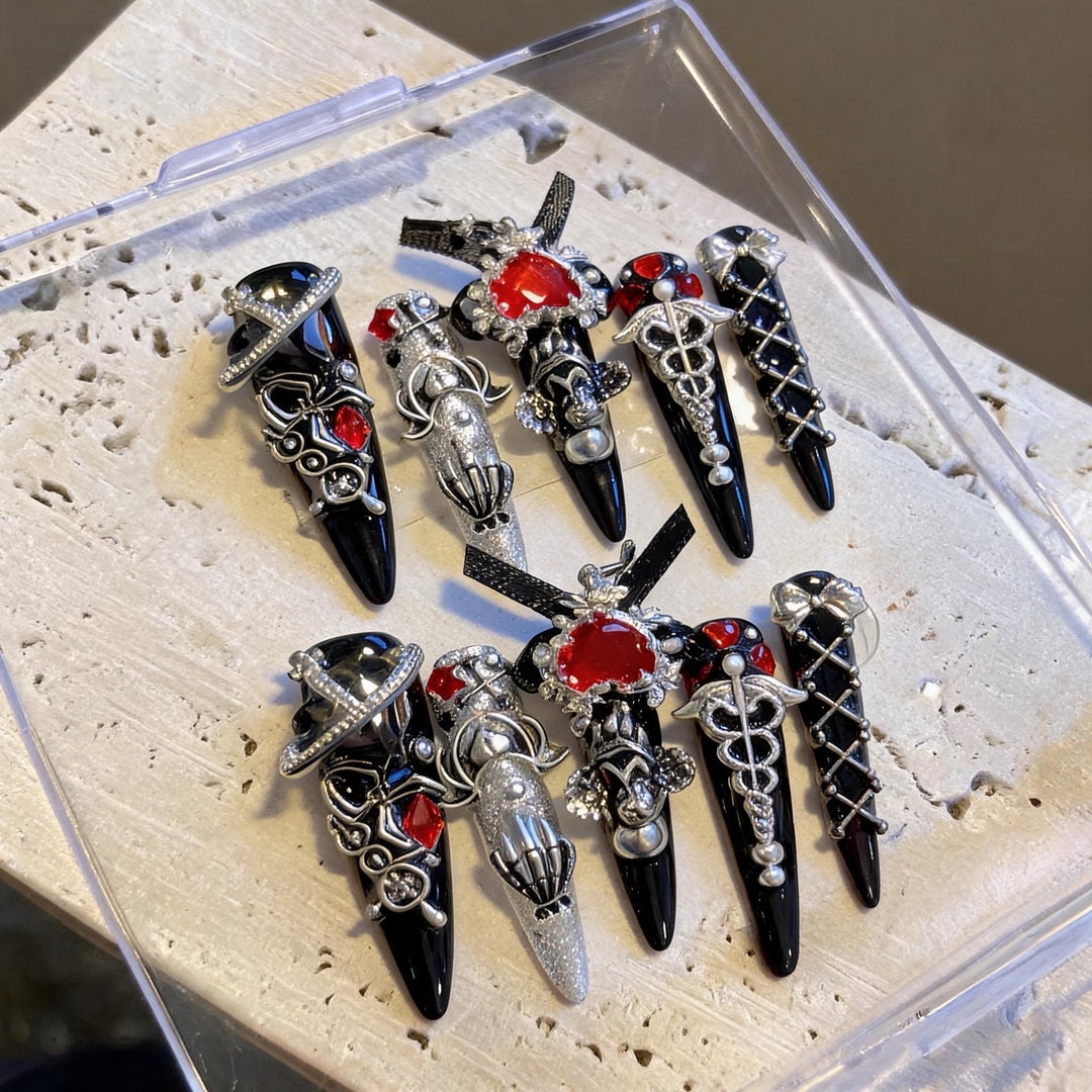 Decorative Gothic-Inspired Nail Art Tips