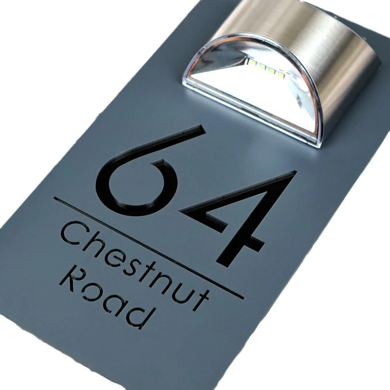 Modern Illuminated Stainless Steel Address Plaque With Integrated Led Pathway Light