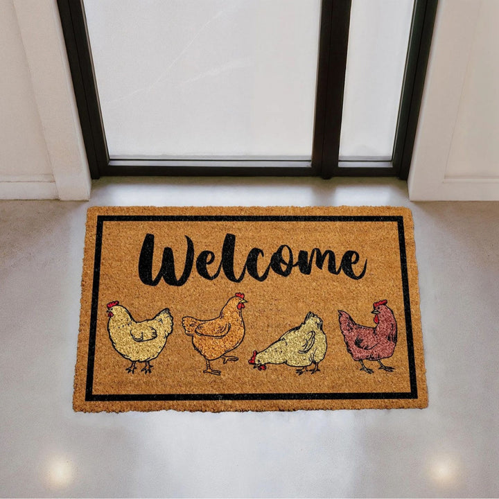Decorative Bee Hive Welcome Indoor Outdoor Low-Profile Doormat With Non-Slip Rubber Backing