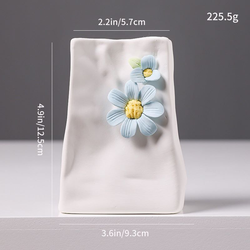 Decorative Floral Relief Ceramic Vase Kalsten