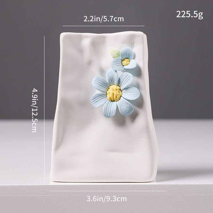 Decorative Floral Relief Ceramic Vase Kalsten