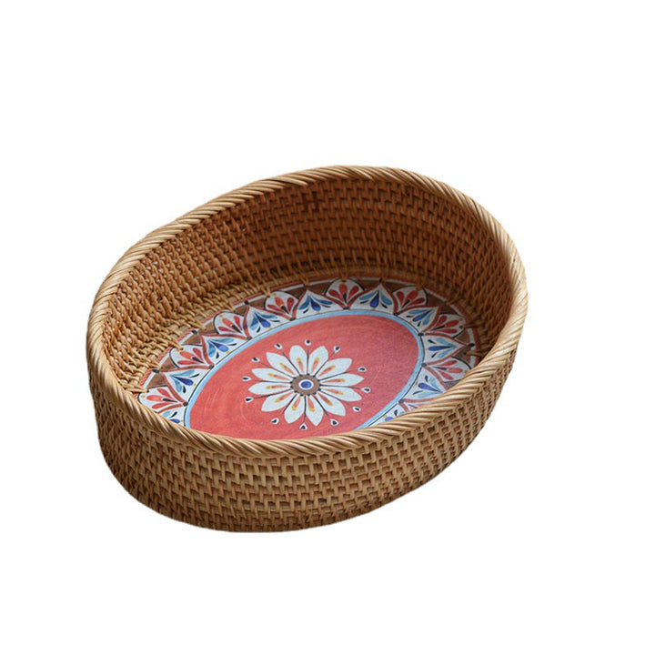 Rustic serving basket with floral details Kalsten