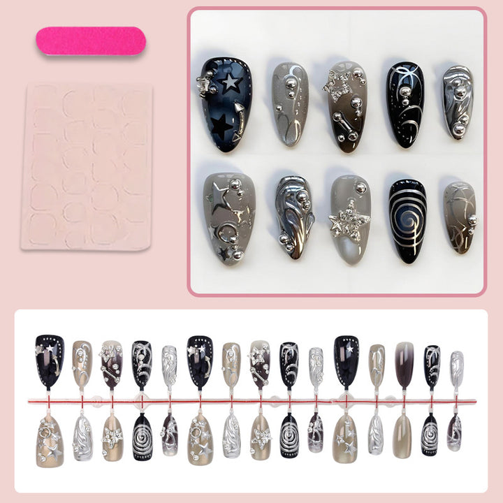 Artificial Nail Design Set with Glamorous Star and Metallic Accents Kalsten