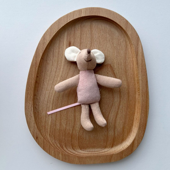 Handcrafted Cotton Plush Mouse Doll with Crocheted Dress
