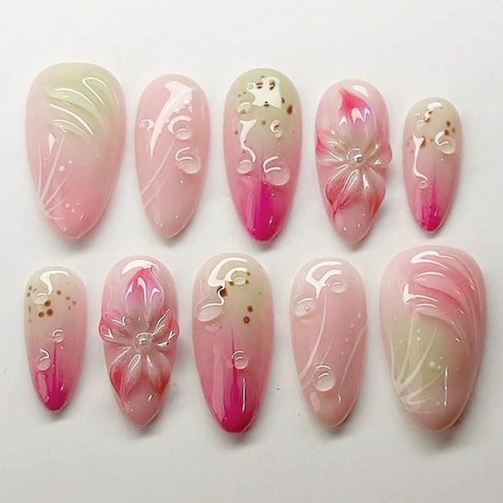 Floral Design Press-On Nail Tips