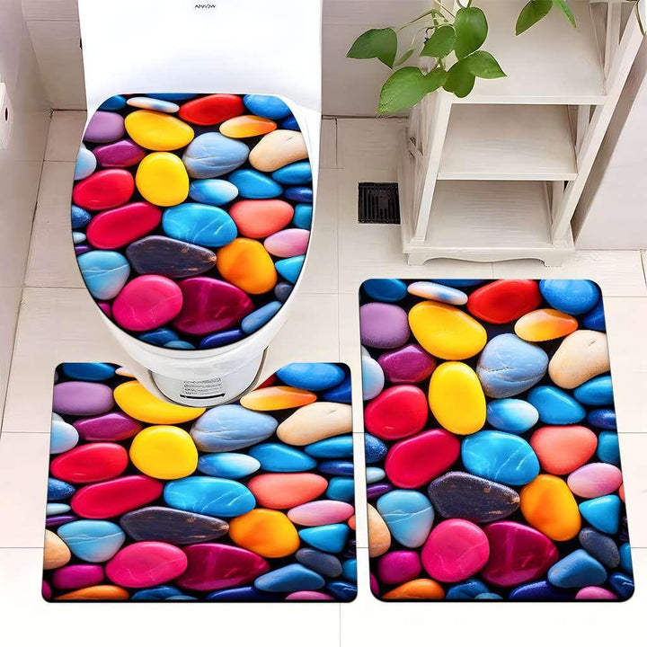 Decorative Rock and Butterfly Bathroom Mat Set Kalsten