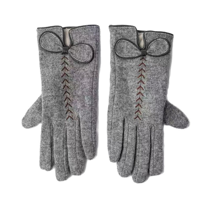 Elegant Bow-Embellished Touchscreen Gloves Kalsten