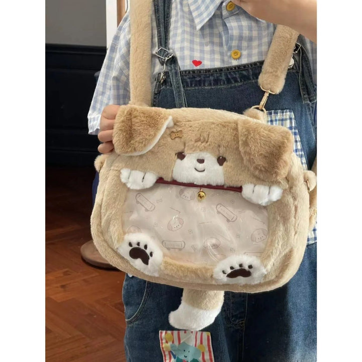 Plush Shoulder Bag with Dog Motif Kalsten